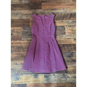 Lilly Pulitzer Hotty Pink Ottoman and Navy Stripe stretch flare dress‎